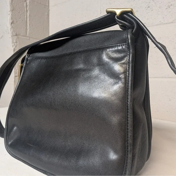 Vintage Coach Stewardess 9525 Black Glovetanned Leather Crossbody 90s Minimalist - Picture 8 of 16